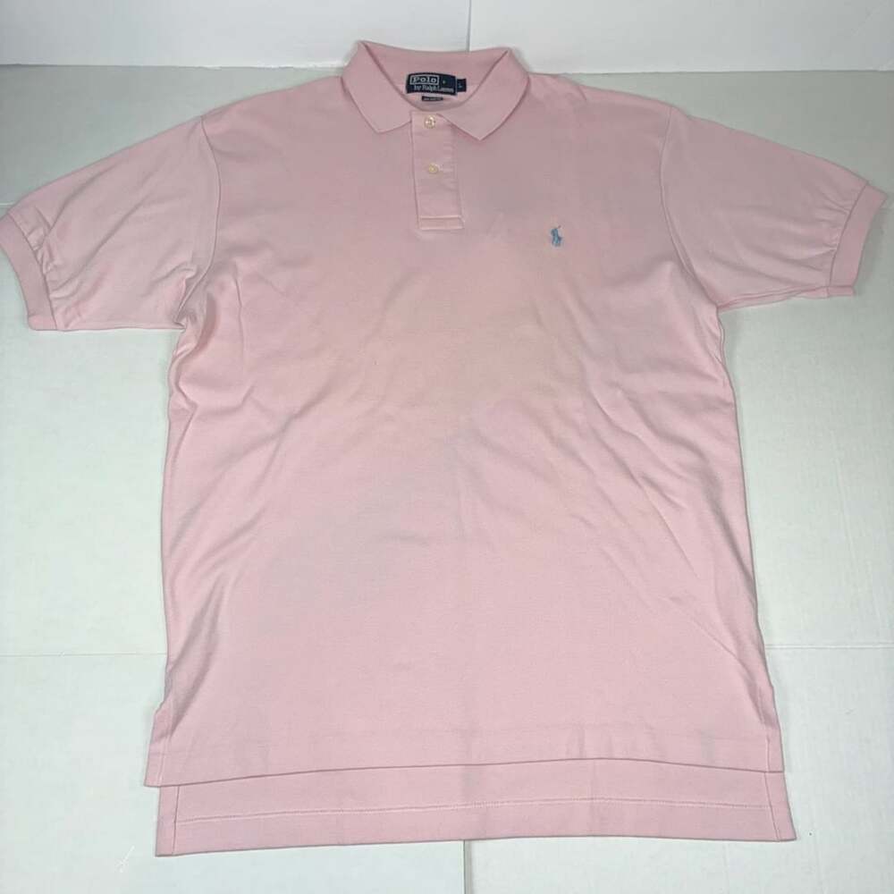 Polo by Ralph Lauren Mens Pink Short Sleeve with Blue Pony Logo Size L